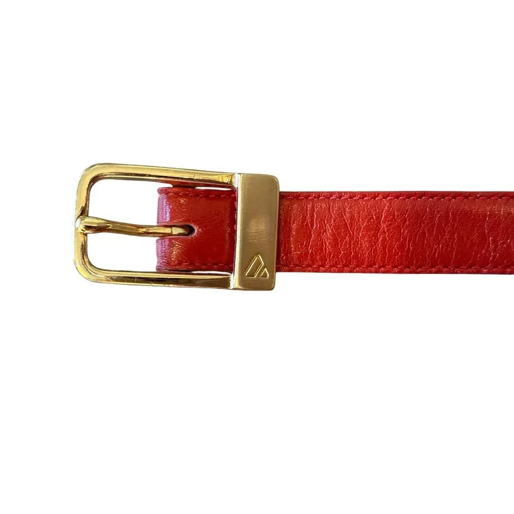 Vintage LIZ CLAIBORNE Logo buckle Red Analine Leather Belt Women size S
